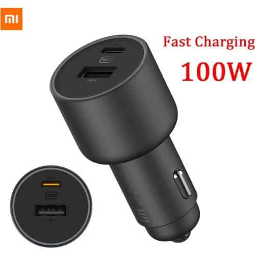 Xiaomi Car Charger 37W 100W Fast Charging 1A1C USB-C 100W MAX Fast Charging Dual-port Output For iPhone Samsung Huawei Xiaomi