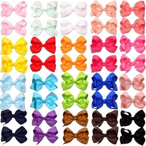 40Pieces Grosgrain Ribbon Bowknot 3" Hair Bows Alligator Clips For Babies Toddlers Teens Barrette Headwear OEM & ODM