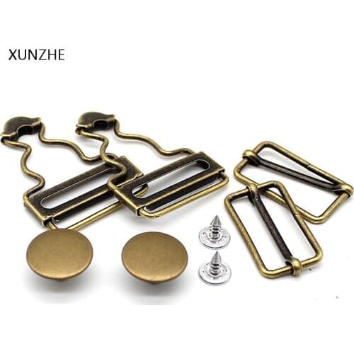 XUNZHE 20 Set Bib Pants With Wire Wear Button Metal Button Girdle Denim Spaghetti Straps Womens Adjustable Buckle Button Jeans