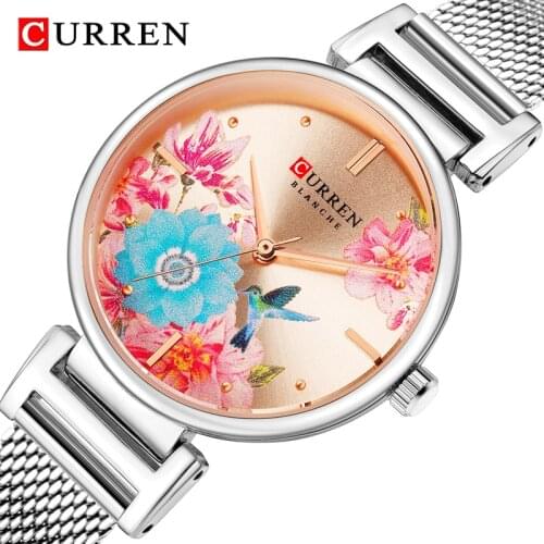 CURREN Fashion Flower Women Watch Top Brand Luxury Rose Gold Womens Bracelet Watch Ladies Wrist Watches Relogio Feminino