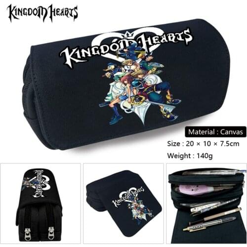 Pencil Case Anime Kingdom Hearts Zipper Cartoon Travel Boys Girls Cosmetic Bag Canvas Student Penbag Women Makeupbag Stationery