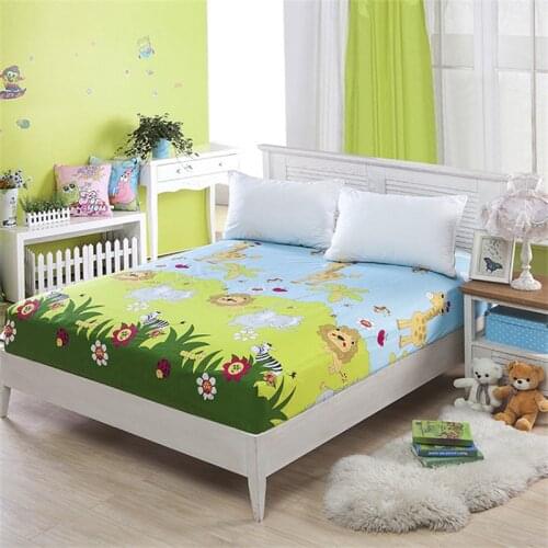 Cartoon Bear Childrens Sheet Skin-friendly Sleeping Sheets with Elastic Tatami Mattress Protector Cover Fitted Bed Sheet120x200