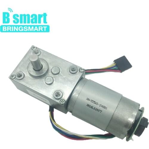 Bringsmart A58SW-555B 12v DC Worm Gear Motor Encoder Motor High Torque Disk Electric Turbine 24v Door-lock Mini Motor DIY Robot