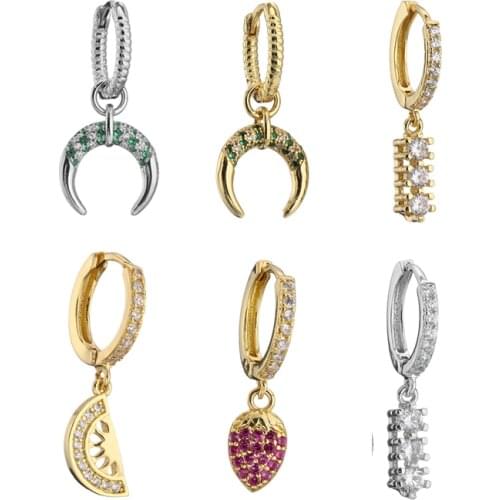 HECHENG,1 pair,Colorful Earrings,Summer Fashion 2021,ox horn CZ Orange Strawberry Earrings,Wholesale For Women Jewelry