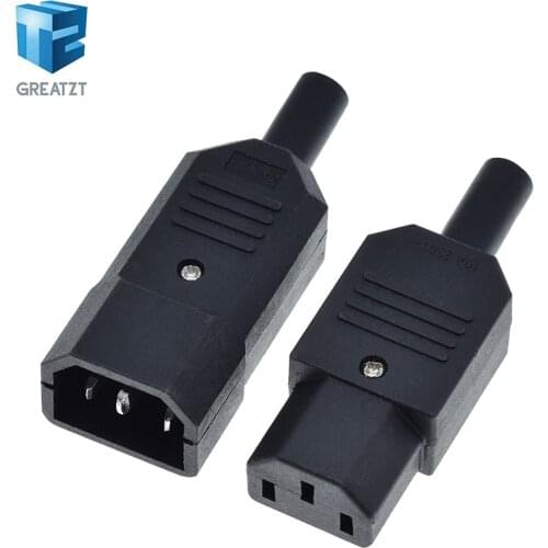 IEC Straight Cable Plug Connector C13 C14 10A 250V Black female&male Plug Rewirable Power Connector 3 pin AC Socket