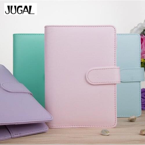JUGAL Candy Color Leather Notebook A5 A6 Loose Leaf Planner Faux Leather Notebook Diary Weekly Planner Journal Book 2020