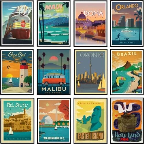 5D DIY MAUI Netherlands Roma Orlando Malibu Diamond Painting Vintage Europe America Cities Landscape Cross Stitch Home Decor