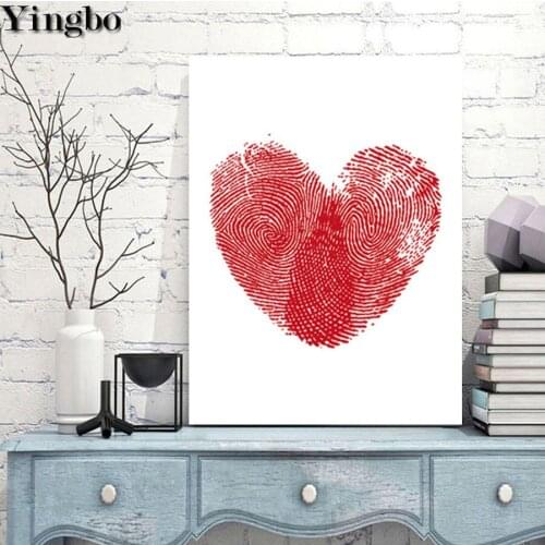 DIY Diamond Painting 5D Nordic art red heart shaped fingerprint Diamond Mosaic Diamond Embroidery full Square Round drill decor