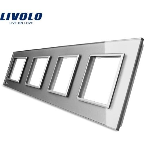 Livolo EU standard, Luxury White Crystal Glass Panel, 294mm*80mm, Quadruple Glass Panel for Wall Socket DIY, C7-4SR-11