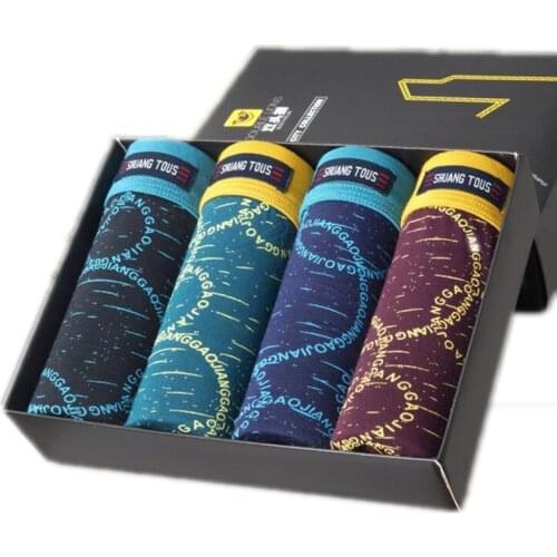 Mens Modal Boxer Breathable Comfortable Letter Patent 4 Pcs Pieces Lot Underwear Men Cheap Boxer Shorts Male Panties Under Wear