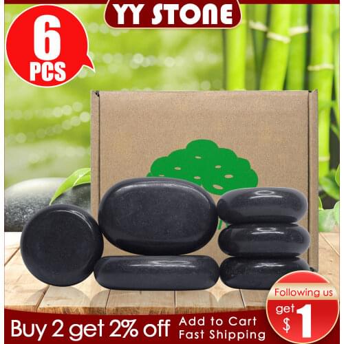 Tontin 6pcs/set Hot Stone Massage Set Heater Box Relieve Stress Back Pain Health Care Lava Basalt round massage tool Stones