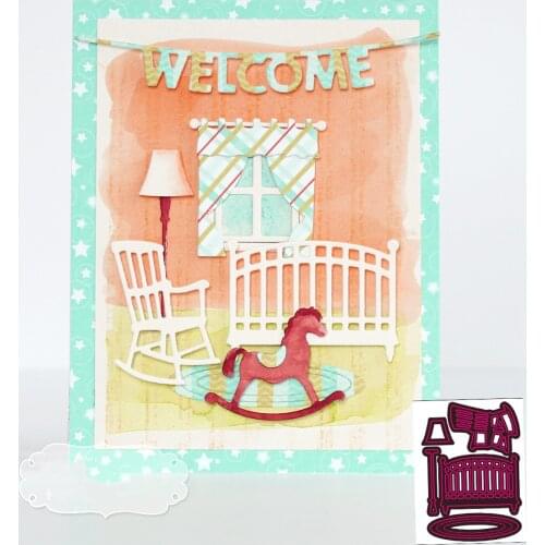 Baby Bedroom Chair Lamp Set Dies Metal Frame Stencil for DIY Scrapbooking Card Album Embossing Crafts Die Cut New Arrival 2021