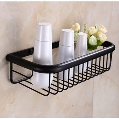 Black Oil Rubbed Brass Wall Mounted Bathroom Soap / Sponge Shower Storage Basket Cba065