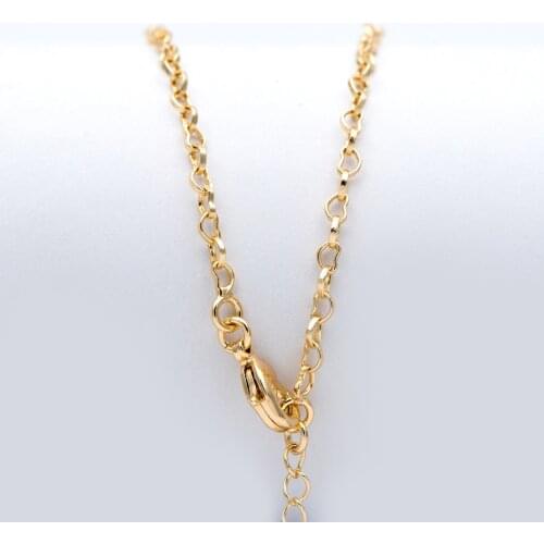 1pc Gold Plated Brass Heart Chains 2.2mm, 18 Inch Finished Necklace with Extender Chain, Ready to Wear (#LK-310-1)