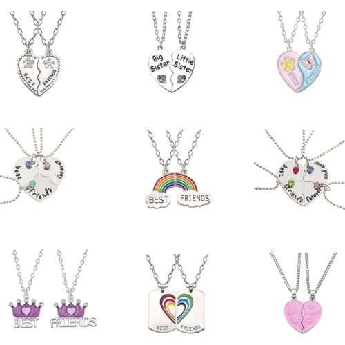 Necklace Female Best Friend Pendant Mixed Style Puzzle Love Star Crown Alloy Metal Chain Student Friendship Jewelry Jewelry Gift