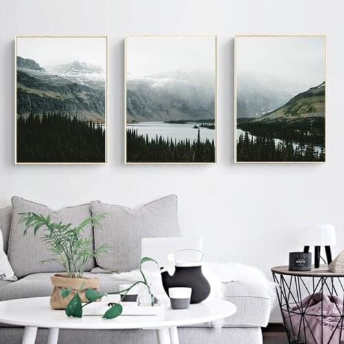 Nordic Style Poster Wall Art Pictures For Living Room Decoration Forest Posters And Prints Natural Landscape Canvas Paintings