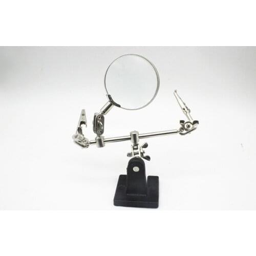 Helping Third Hand Tool Soldering Stand With 4X Welding Magnifying Glass led Adjustable 2 Alligator Clips 360 Degree Rotating