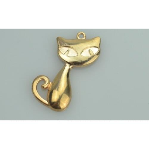 7 pcs free shipping Champagne gold charms diy metal Cat pendant for necklace&bracelets jewelry making 39*21 mm D905