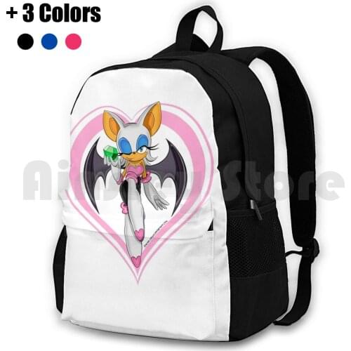 Made Of Hearts Outdoor Hiking Backpack Waterproof Camping Travel Rouge Rouge The Bat The Hedgehog Heart Bat Gem Emerald Chaos