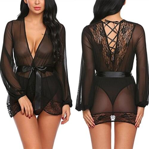 Sexy Lingerie Hot Women Porno Costumes Lace Underwear Sex Clothes Babydoll Erotic Lenceria Sexi Dress Nightwear Plus Size