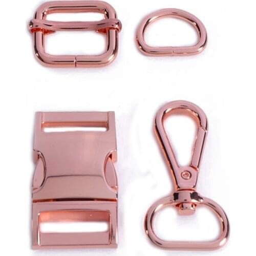 Release Buckle and Dog Hook Set Dog Collar Metal Accessories Antique Brass Side