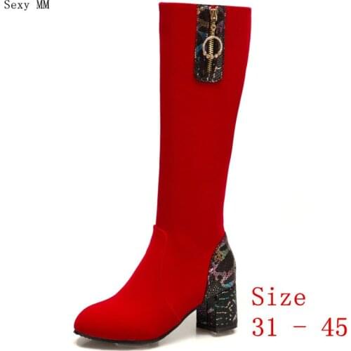 Spring Autumn Women Knee High Boots High Heel Shoes Woman Thigh High Boots Small Plus Size 31 32 33 - 41 42 43 44 45