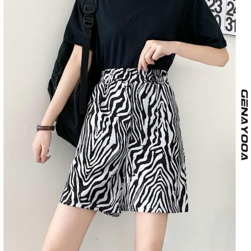 Genayooa Print Cow Elastic High Waist Shorts Women Summer 2021 Korean Style Short Feminino Casual Ladies Biker Shorts