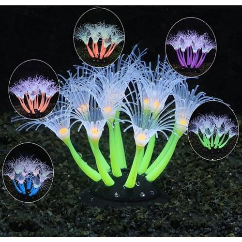 Silicone Glowing Artificial Fish Tank Aquarium Coral Plants Underwater Ornament Simulation Aquatic Sea Plants Decoration