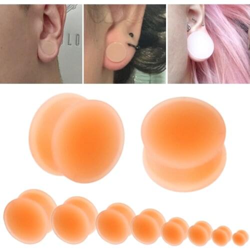3-30mm 2Pcs Ear Plugs Tunnels Silicone Earring Piercing Flared Flesh-Color Ear Expander Stretcher Gauges Body Piercing Jewelry