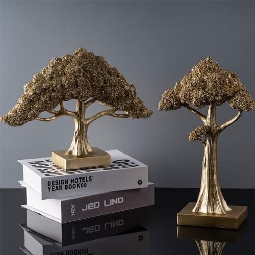 Money Tree Decorative Statue Resin Golden Lucky Tree Cash Cow Business Crafts New Home Decor Gift Office Art Decor Sculpture