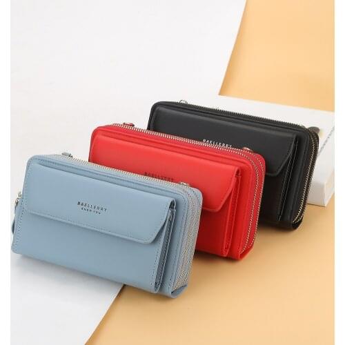 Fashion Women Pure Color PU Leather +Shoulder Crossbody Messenger Bag Casual Ladies Multi-layers Small Wallet Purse Card Holder