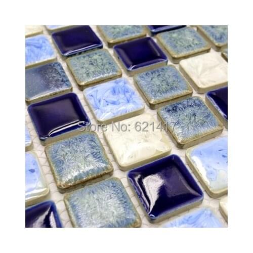 Deep blue white polished porcelain ceramic tiles mosaic HMCM1009D kitchen backsplashl tile bathroom floor tiles wall tiles