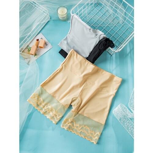High Waist Sexy Lace Women Safety Shorts Pants Seamless Nylon Panties Emptied Boyshorts Boxers Body Shaper Silk Girls Underwear
