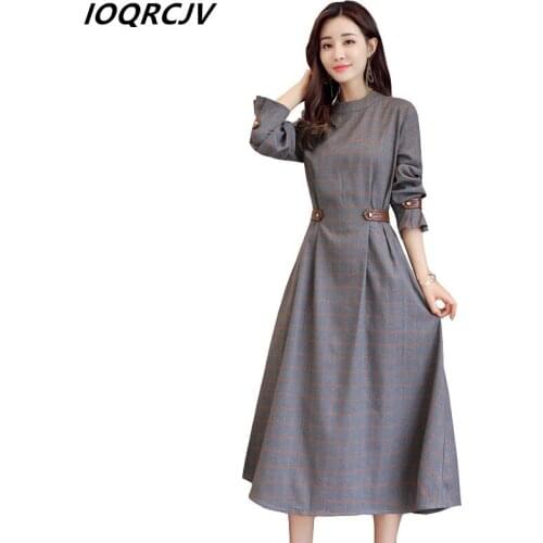 Vintage Autumn Winter Dress Womens 2018 Fashion Dress Female Sexy Casual Long Sleeve Elegant Dress Vestidos Mujer Dresses S59