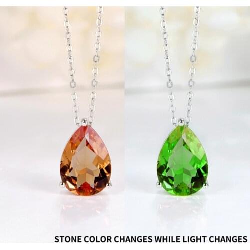 Mintybox Diaspore Gemstone Pendant For Women Solid 925 Sterling Silver Pear Necklace with Chain Wedding Bridal Fine Jewelry