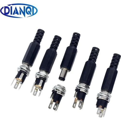 1/5/10/20Pairs 5.5x2.1DC Power Supply Plug Connector + Female Metal Panel Mount Socket Jack Plug DC Connectors Terminal Adapter