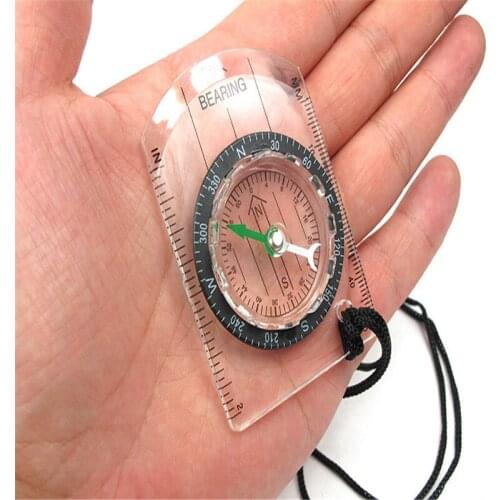 1PC Outdoor Camping Hiking Transparent Plastic Compass Compass Proportional Footprint Travel Military Compass Tools Travel Kits