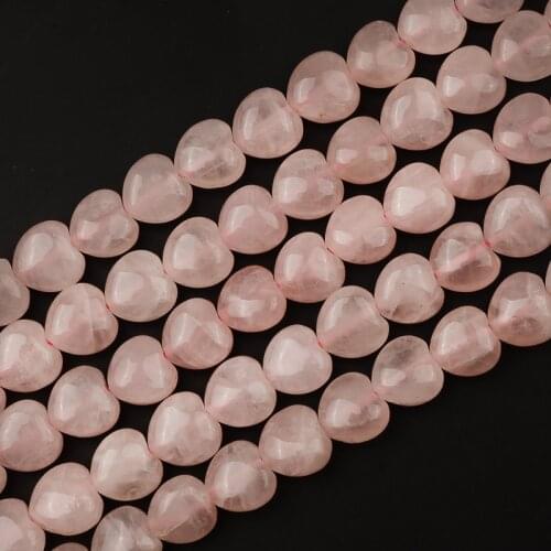 10mm 14mm Peach Heart Pink Crystal Quartz Natural Stone Beads Charm Loose Spacer Beads For Jewelry Making DIY Bracelet Necklace