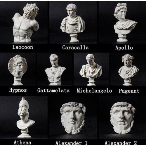 10pcs/set Mini Resin Greek Hero Character Figurines Sculpture Statue Art Room Sketch Practice Model Crafts Gift Plaster Bust