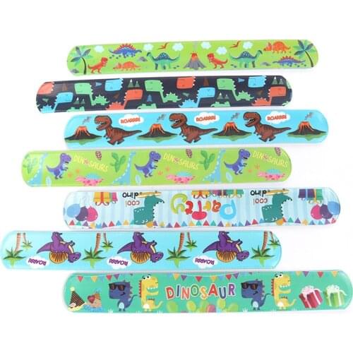 10pcs/lot Dinosaur Slap Bracelets Dinosaur party favors dinosaur birthday Deco kids dinosaur dino birthday party deco supplies