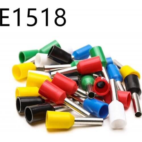 100PCS 16AWG Long Tube Insulated End Terminal Wire Copper Crimp Connector E1518