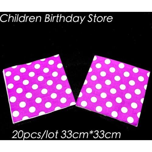20pcs/pack purple dots theme disposable napkins purple dots theme birthday party decorations purple dots towels paper napkins