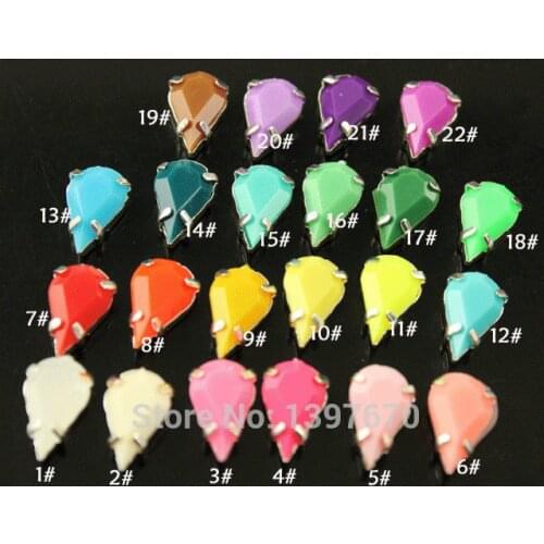 20p 6X10MM pear candy Acrylic sew on crystal rhinestones sewing stones silver Settings loose beads button for diy clothing Trims