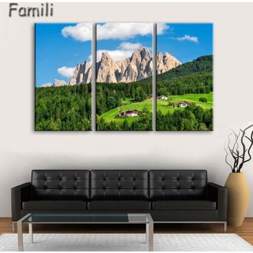 3Pcs Landscape from Badia Italy nature mountain landscape Living room home wall modern art decor posters,wall pictures