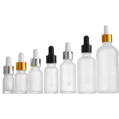 360 x 5ml 10ml 15ml 20ml 30ml 50ml 100ml Essential Oil Frost Clear Bottle With Dropper Aluminum Ring For Liquid Reagent Pipette