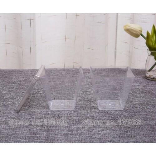 50pcs 9oz Plastic Dessert Cup With Flat Lid -- Clear Nice Party Petite Shot Jelly Glasses 7.8 x 7 x 4.1cm