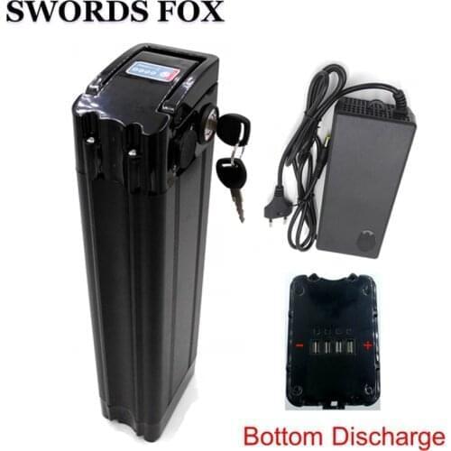 36V 12AH 15ah 20ah Black fish Electric Bike Battery Lithium Power Pattery Bottom Discharge Port Aluminum Housing With Charger