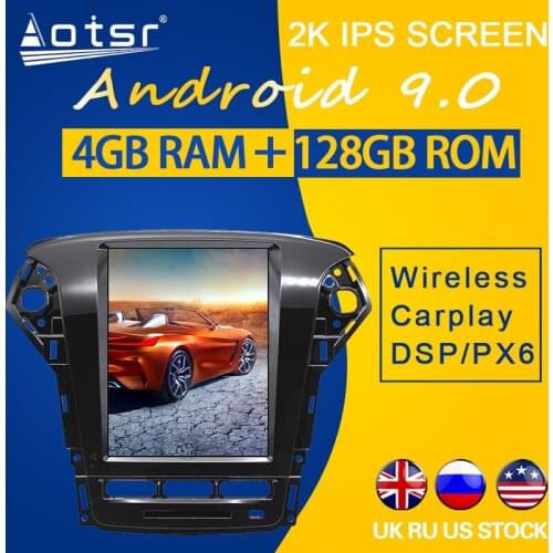 128GB ROM For Ford Mondeo MK4 2011-2013 Android 9.0 Tesla Style PX6 Carplay Car GPS Navigation Multimedia Radio Player