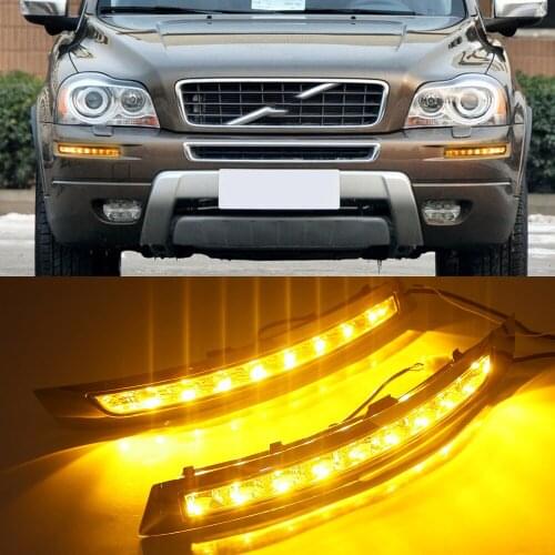 Car Flashing 2PCS DRL For VOLVO XC90 2007 - 2013 Daylight Daytime driving Running Lights turn signal light Fog lamp