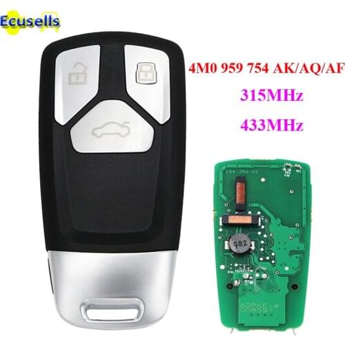3 Buttons Keyless go Smart Remote Key Fob 433MHz for Audi TT A4 A5 Q7 2016 2017 2018 -up